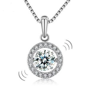 Dancing Stone Halo Necklace 925 Sterling Silver